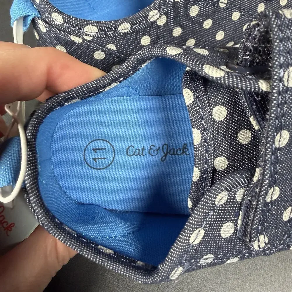 Cat and Jack Toddler Parker Sneakers Size 11 C Blue White Polka Dot NWT